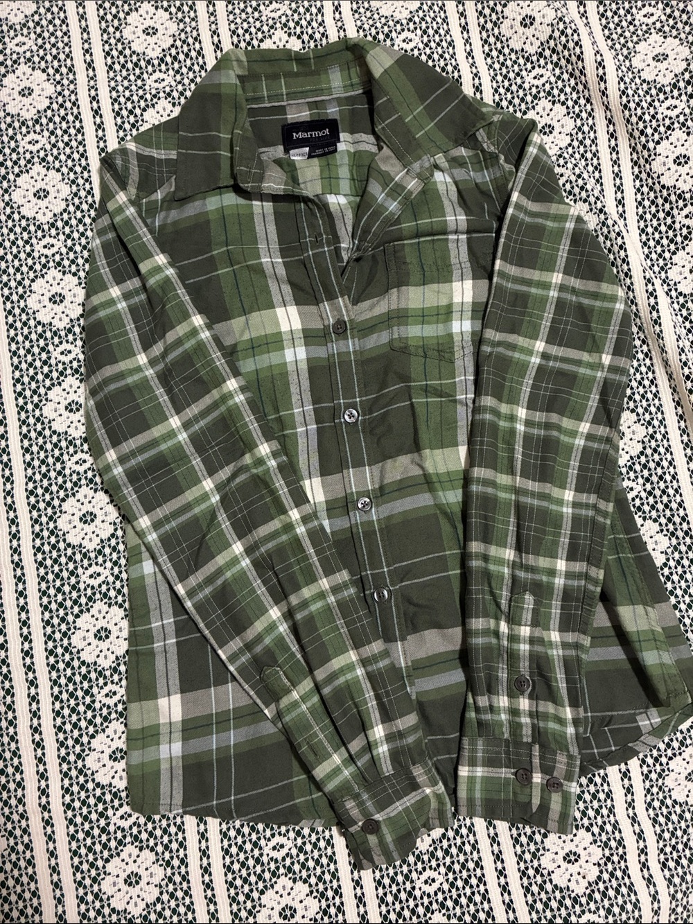Green Plaid Marmot Flannel Shirt